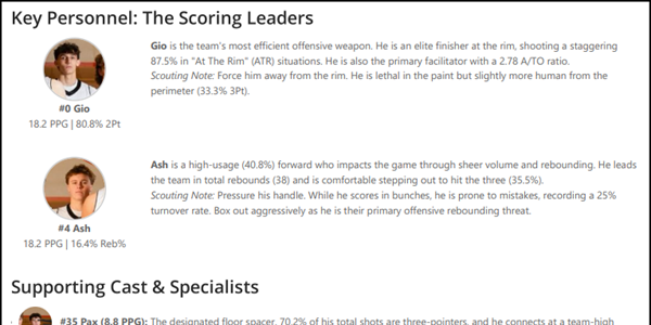 High School Scouting Report